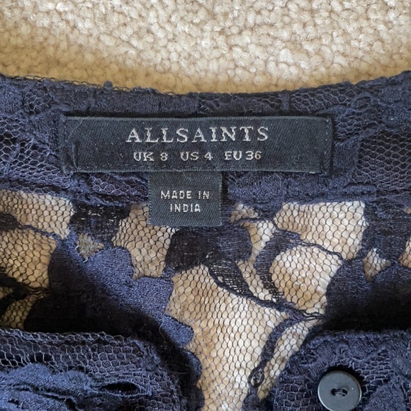 NWT All Saints Anya navy lace embroidered top 4 - Picture 5 of 13